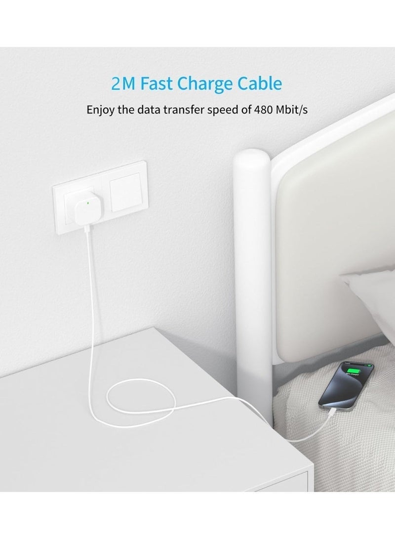 لوميكا شاحن سريع USB-C بقوة 35 واط لهواتف iPhone 17/16/15، شاحن حائط بتقنية الشحن السريع PD مع كابل بطول 2 متر، رأس شاحن Type-C لهواتف iPhone 17 Pro Max / 16 Pro / 15 Pro Max - Image 5